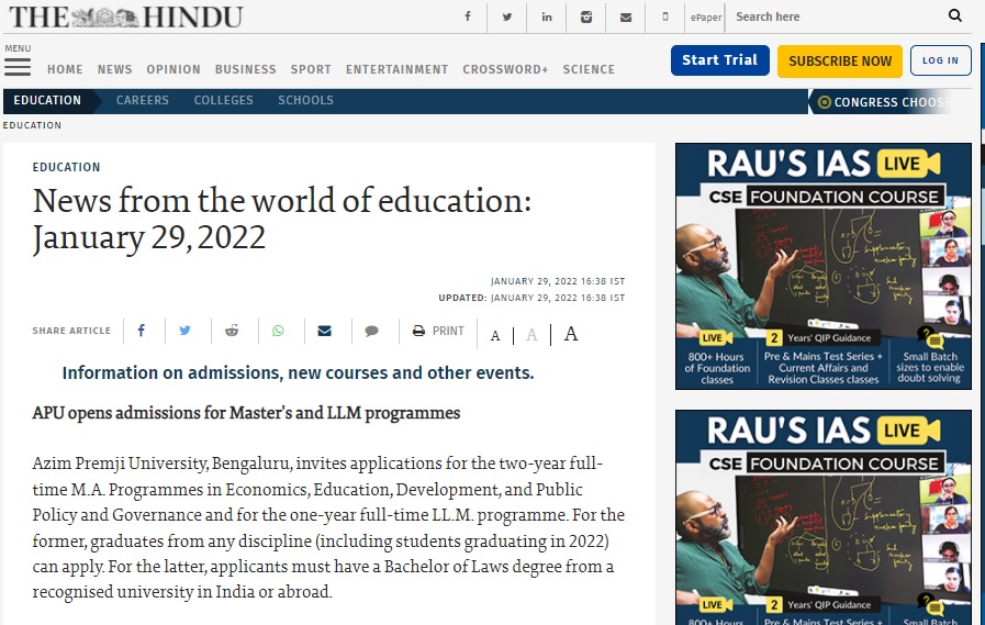 News from the world of education