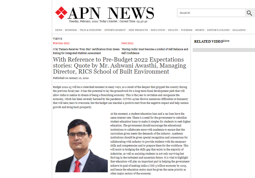 With Reference to Pre-Budget 2022 Expectations stories: