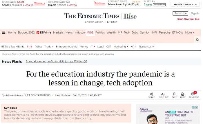 For the education industry the pandemic is a lesson in change, tech adoption