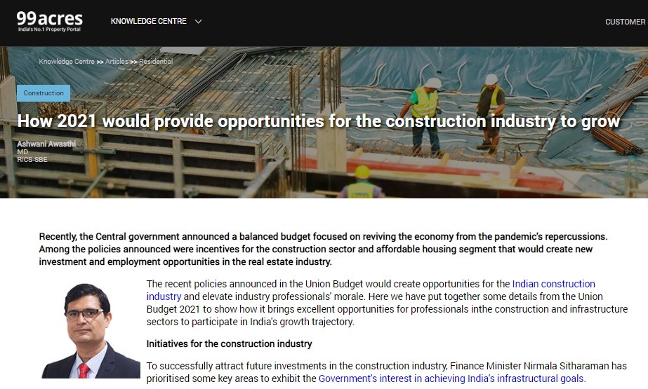 How 2021 would provide opportunities for the construction industry to grow