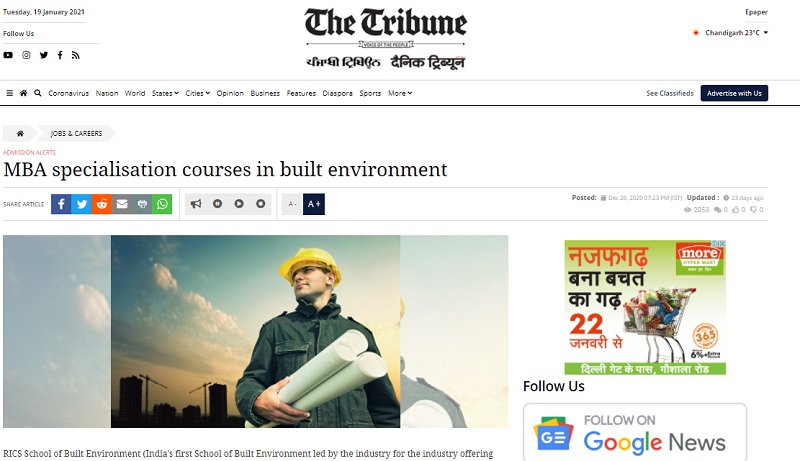 MBA specialisation courses in built environment