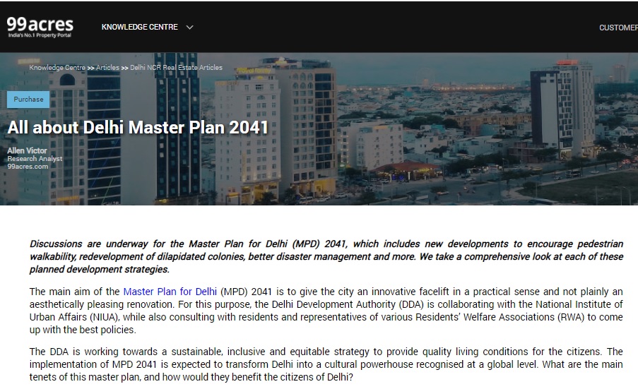 All about Delhi Master Plan 2041