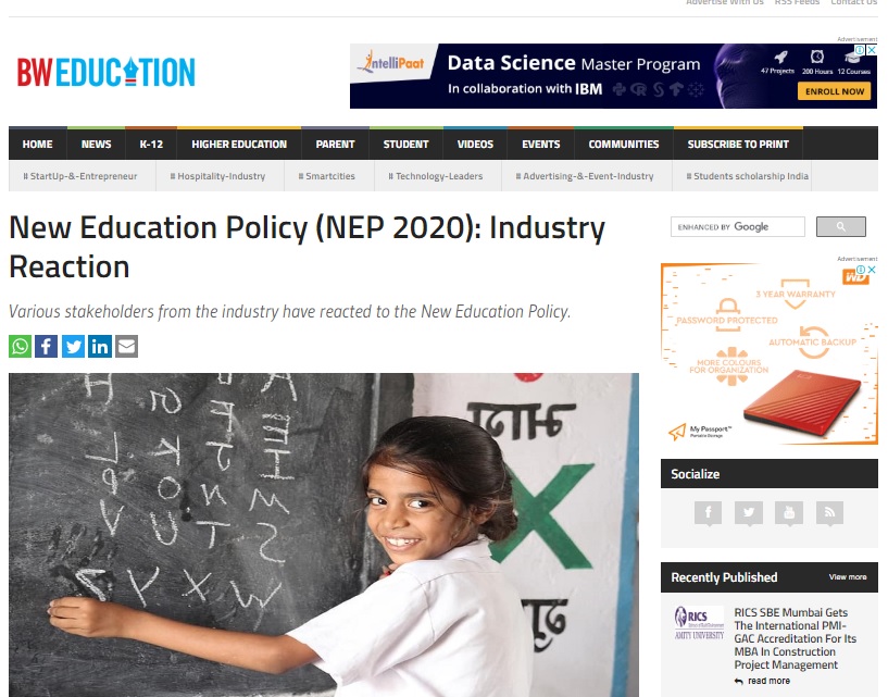 New Education Policy (NEP 2020): Industry Reaction