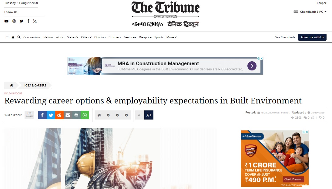 Rewarding career options & employability expectations in Built Environment