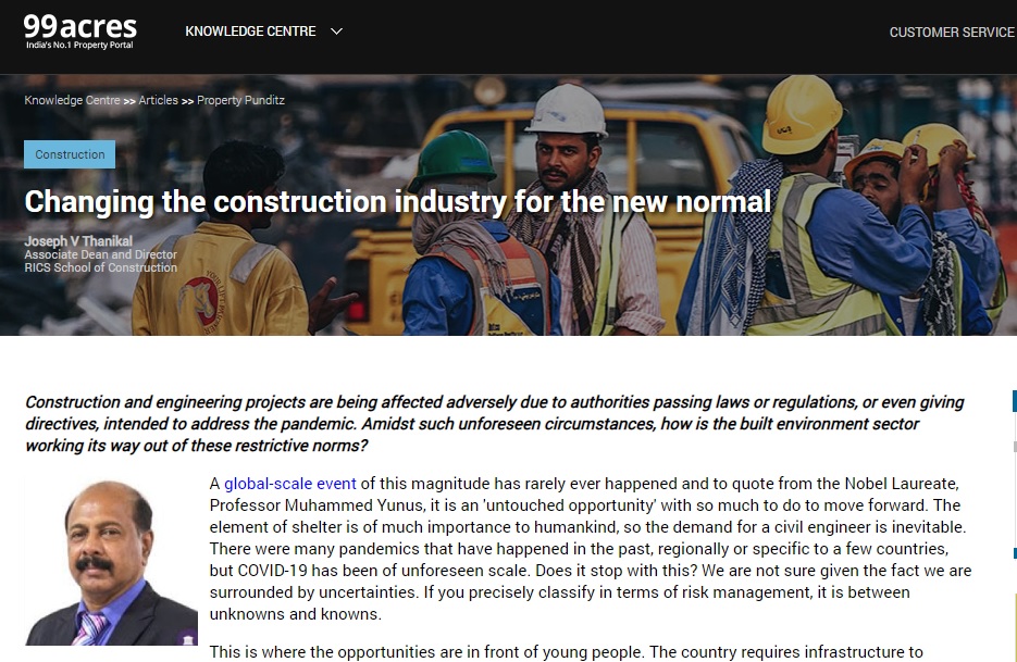Changing the construction Industry for the new normal