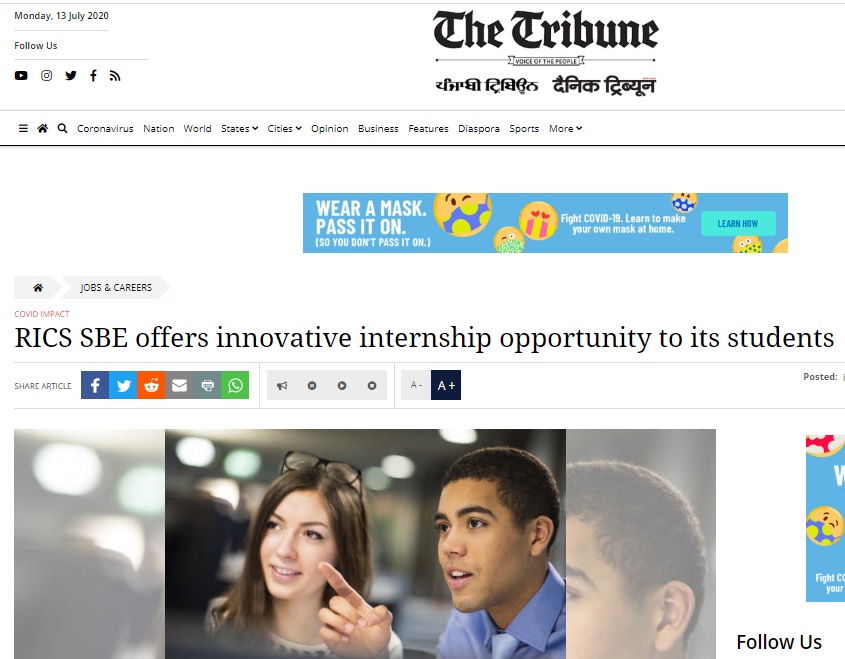 RICS SBE offers innovative internship opportunity to its students