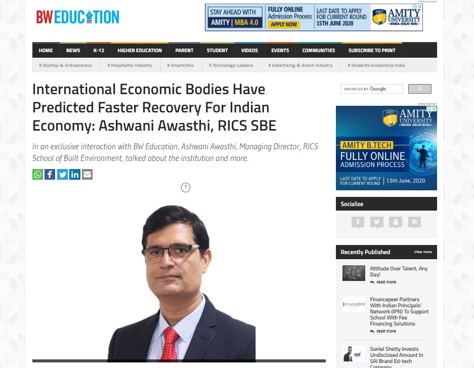 International Economic Bodies Have Predicted Faster Recovery For Indian Economy: Ashwani Awasthi